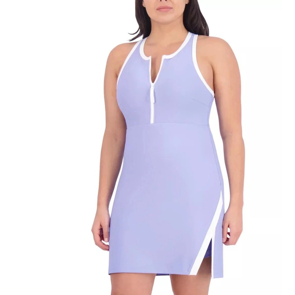 Sage Collective Womens Small Periwinkle Blue Half Zip Racerback Tennis Dress S